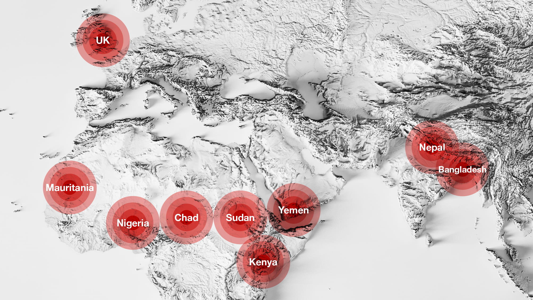 Map showing where the Disaster Fund has been used